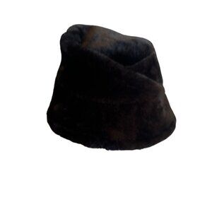 Faux Fur Black Bucket Hat Winter Fashion Accessory For Women Adjustable Fit With